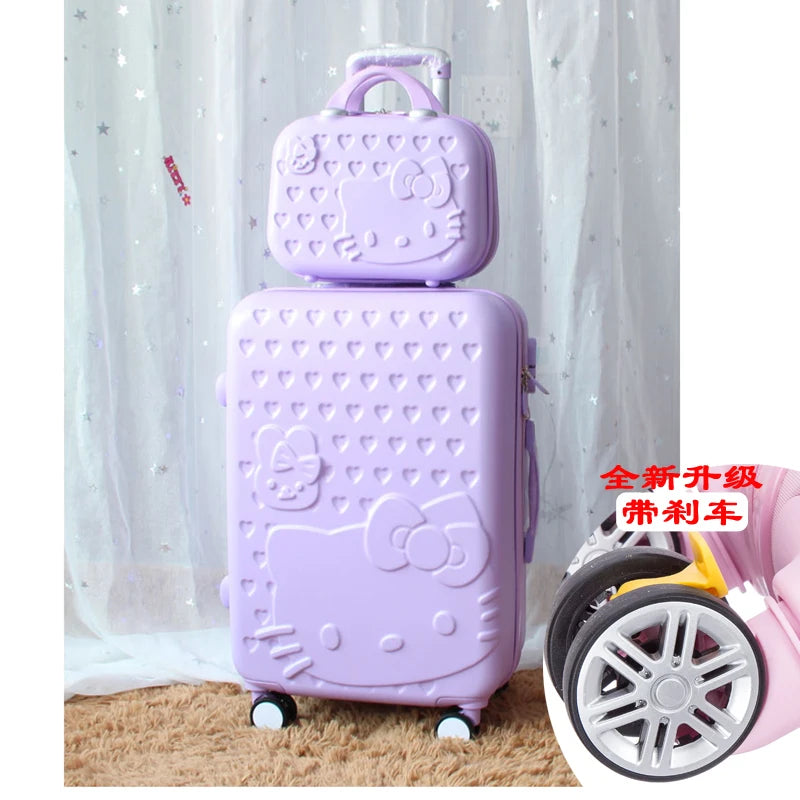 Sanrio Hello Kitty Luggage Kawaii Anime Trolley Case Universal Wheel Female Student Travel Suitcase Cute Gifts 20-Inch 24 Inch