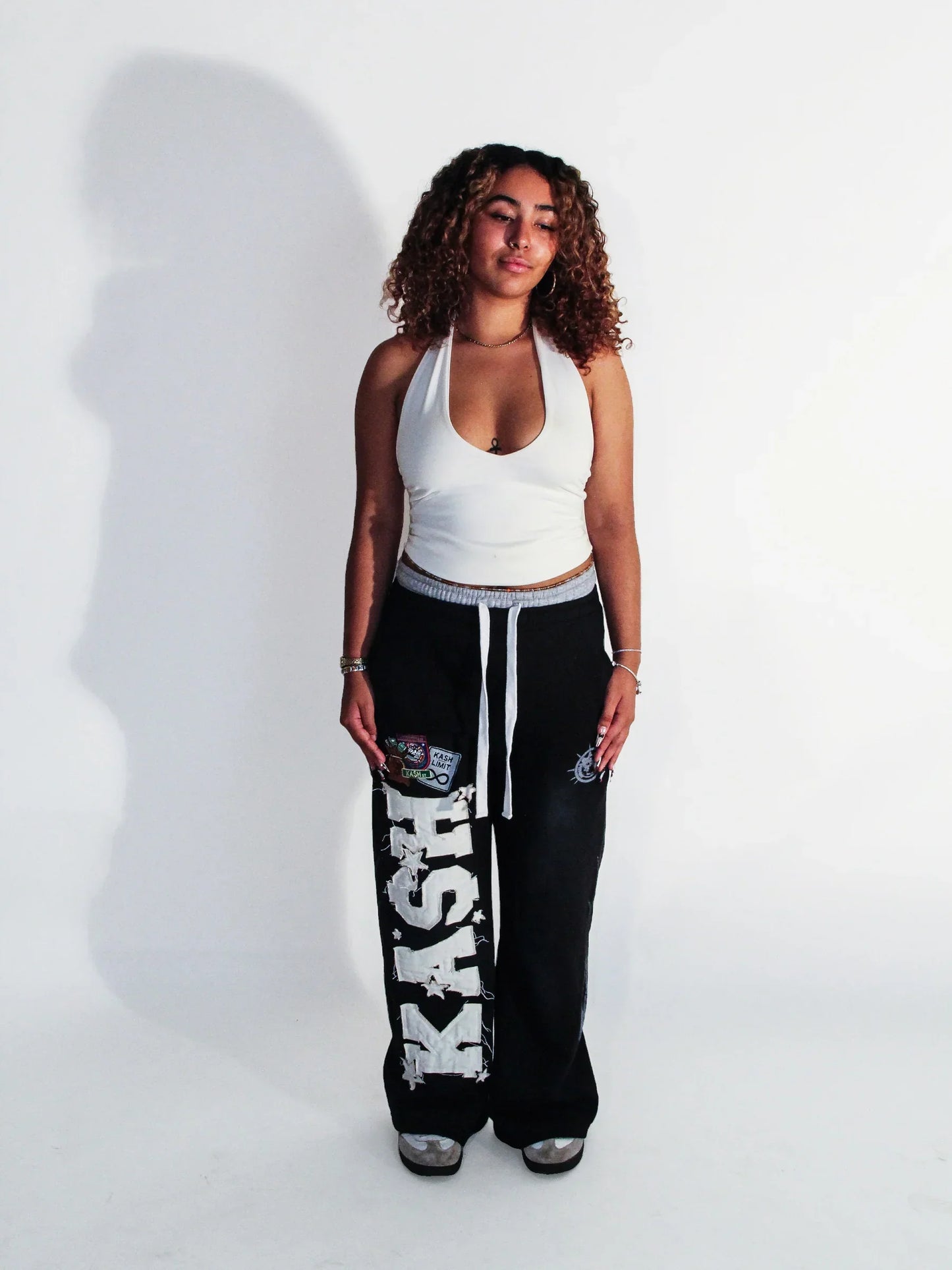 Y2K Pants Harajuku Double Waist Embroidered Patch Sweatpants Vintage Men Wome Streetwear New Hip Hop High Waisted Wide Leg Pants