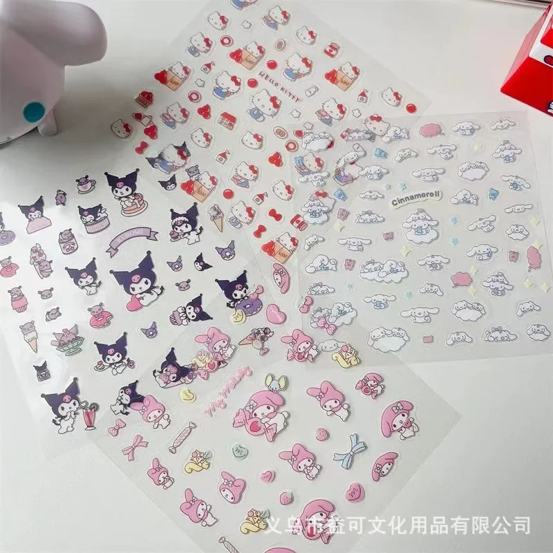 4Pcs Cute Transparent Sanrio Kulome Hello Kitty Melody Waterproof Kids Stickers