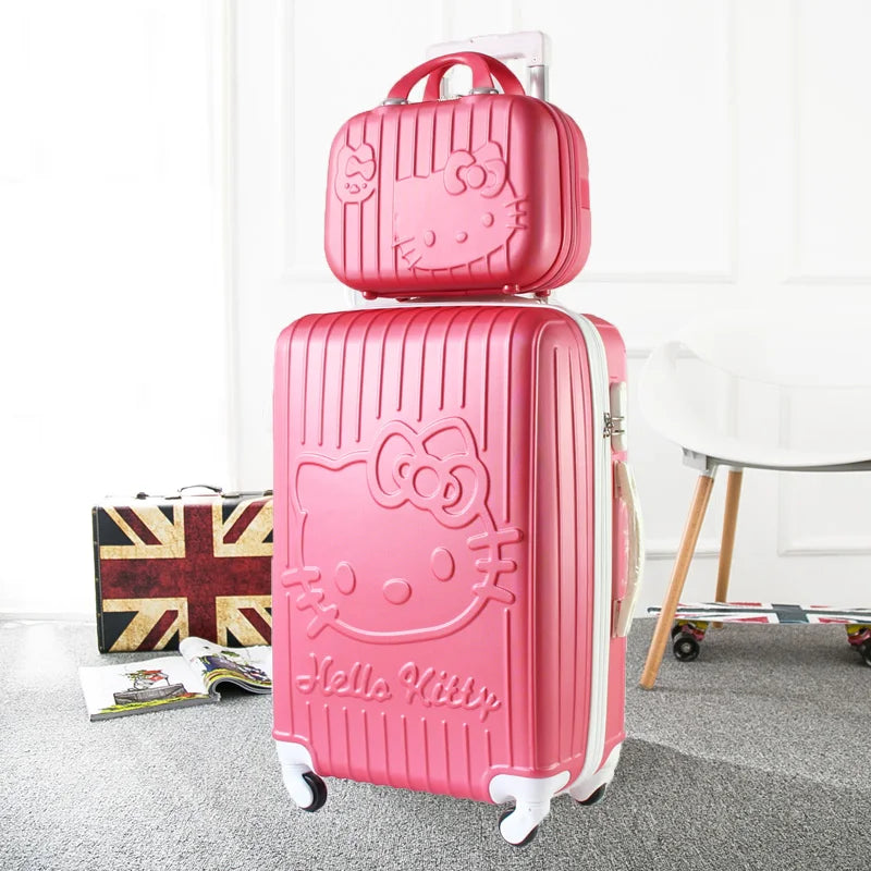 Sanrio Hello Kitty Luggage Kawaii Anime Trolley Case Universal Wheel Female Student Travel Suitcase Cute Gifts 20-Inch 24 Inch
