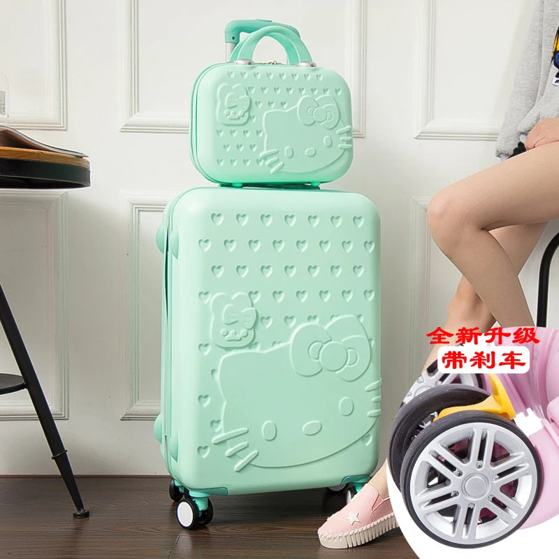 Sanrio Hello Kitty Luggage Kawaii Anime Trolley Case Universal Wheel Female Student Travel Suitcase Cute Gifts 20-Inch 24 Inch
