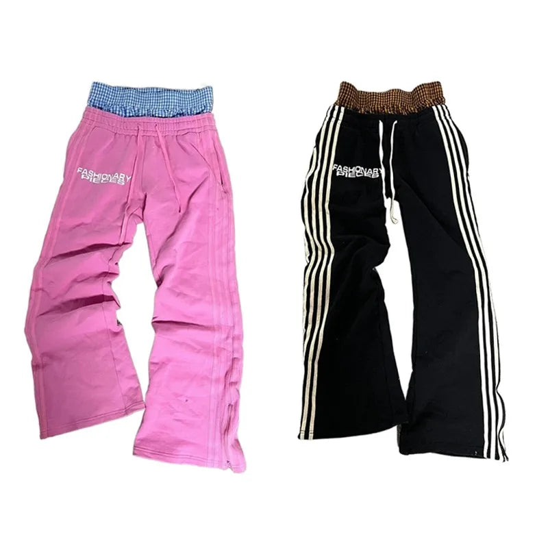 Y2K Pants Men Double Embroidered Waist Pantalones Sweatpants Pants Clothing Homme Baggy NEW Streetwear Aesthetic Wide Leg Pants