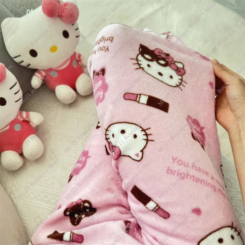 Sanrio Hello Kitty Pants Cute Cartoon Kuromi Women Pajama Coral Velvet Elastic Soft Trousers Comfortable Girls Home Pants Gifts