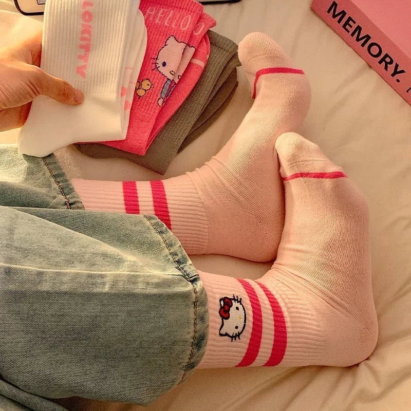 Hello Kitty Winter Autumn Warm Socks Children Long Socks Women Girls Costume Accessories Hello Kitty Things Y2K Sock 2024