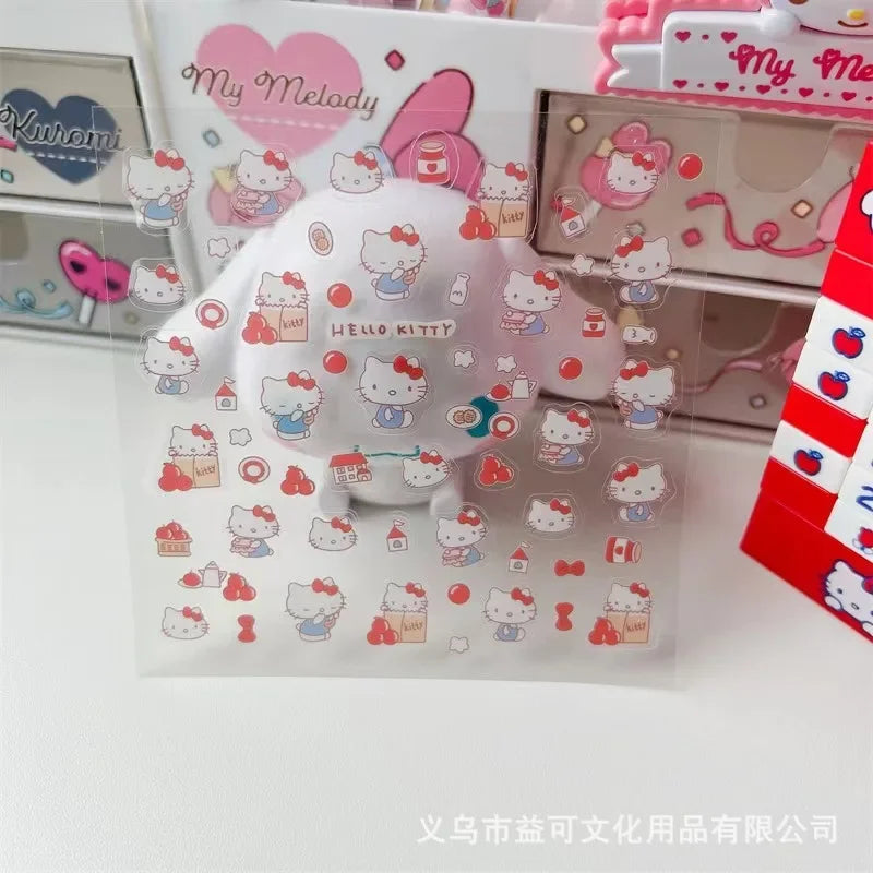 4Pcs Cute Transparent Sanrio Kulome Hello Kitty Melody Waterproof Kids Stickers