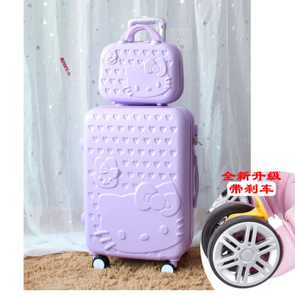 Sanrio Hello Kitty Luggage Kawaii Anime Trolley Case Universal Wheel Female Student Travel Suitcase Cute Gifts 20-Inch 24 Inch