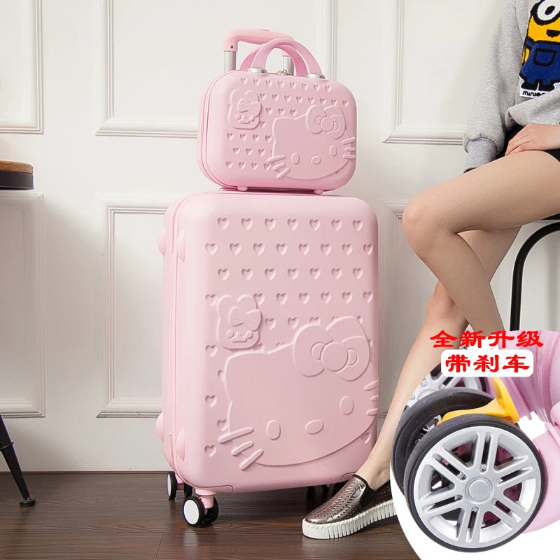 Sanrio Hello Kitty Luggage Kawaii Anime Trolley Case Universal Wheel Female Student Travel Suitcase Cute Gifts 20-Inch 24 Inch
