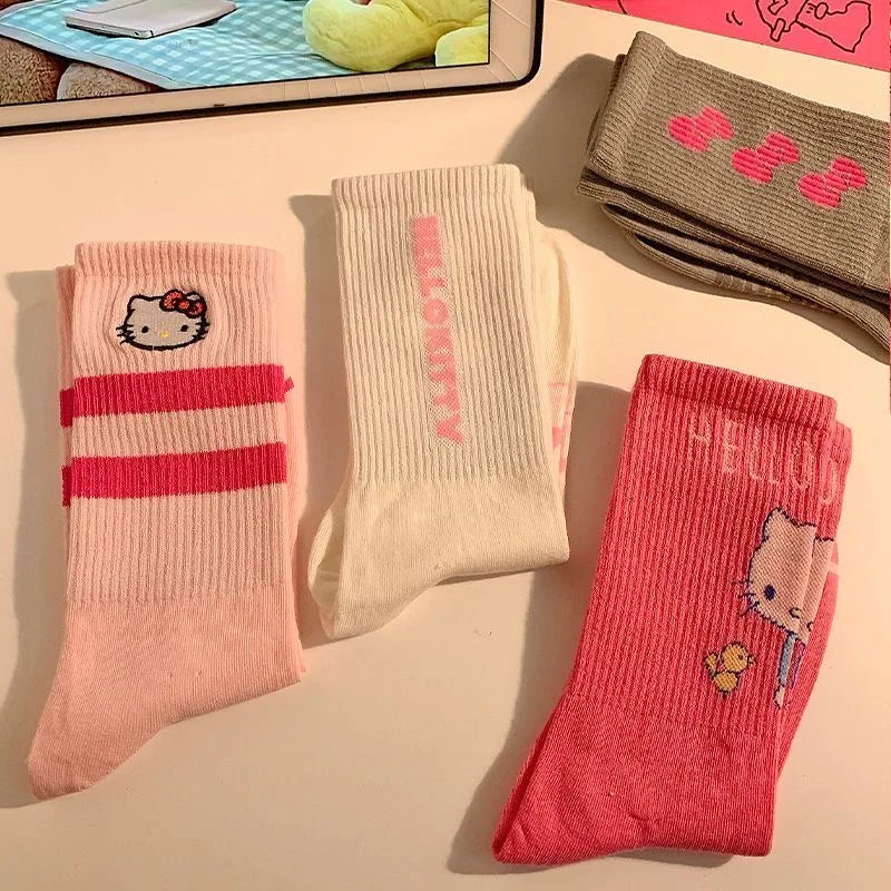 Hello Kitty Winter Autumn Warm Socks Children Long Socks Women Girls Costume Accessories Hello Kitty Things Y2K Sock 2024