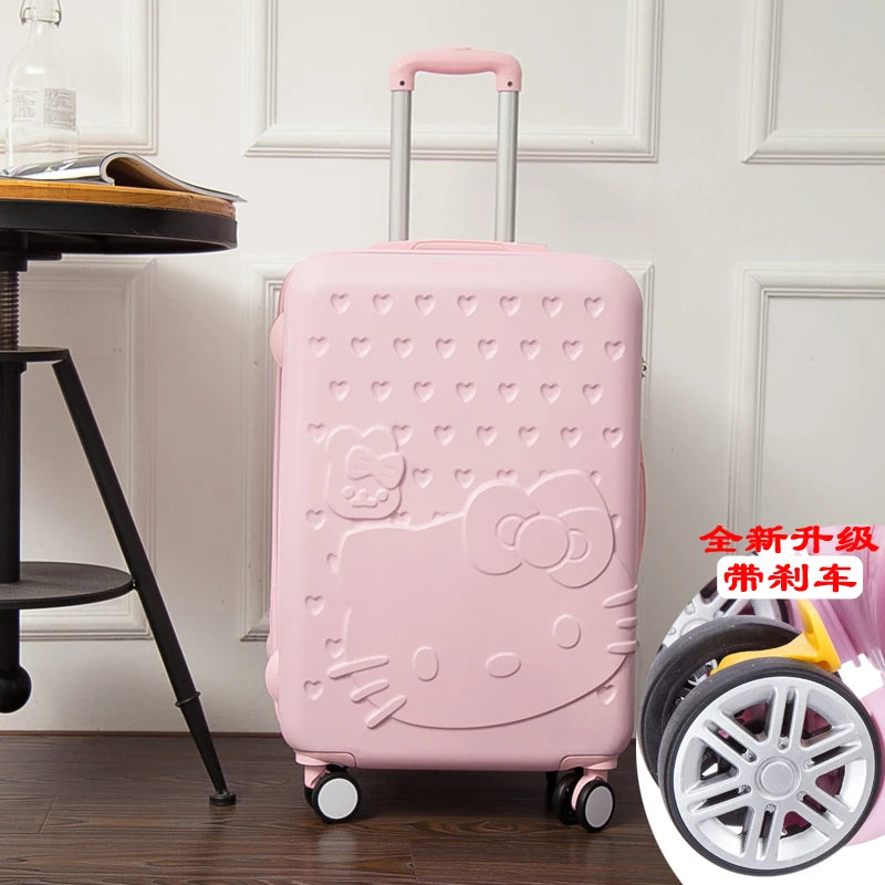 Sanrio Hello Kitty Luggage Kawaii Anime Trolley Case Universal Wheel Female Student Travel Suitcase Cute Gifts 20-Inch 24 Inch