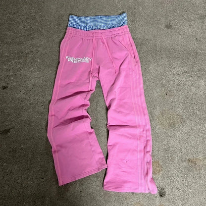 Y2K Pants Men Double Embroidered Waist Pantalones Sweatpants Pants Clothing Homme Baggy NEW Streetwear Aesthetic Wide Leg Pants