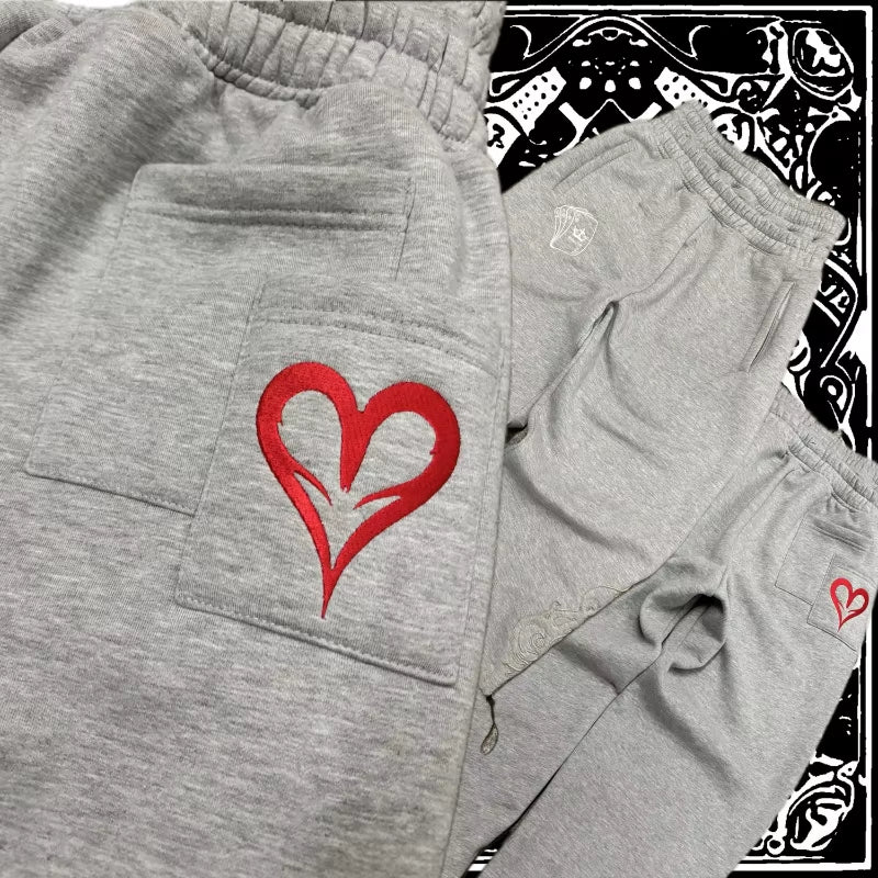 Y2K Double Waist Jogger Pants Men Poker Embroidery Pattern Sagging Pants Street Hip Hop Gym Sportwear Unisex Baggy Sweatpants