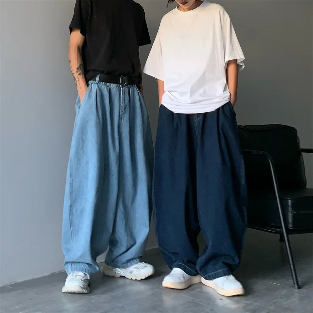 Straight Jeans Men Blue Loose Denim Trousers Neutral Y2K Jean Streetwear Casual Wide Jeans Mans Women Pants Men Baggy Men Jeans