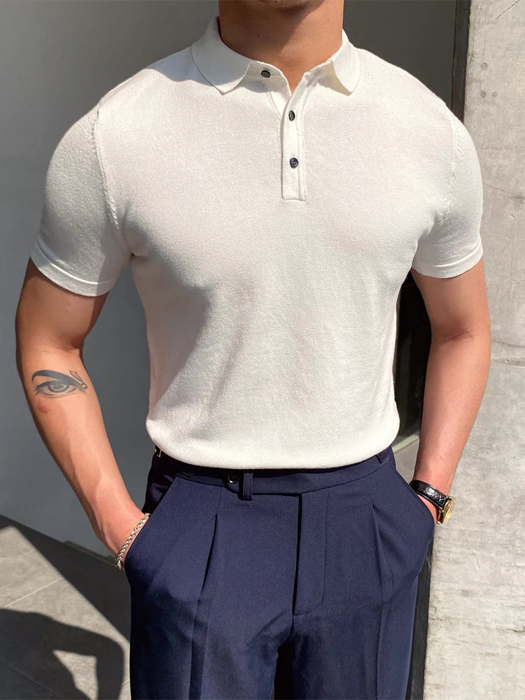 Summer Men Fashion Polo Shirts Short Sleeve Turn-Down Collar Patchwork Casual Polos Mens Clothing Male Tops Pullover Streetwear
