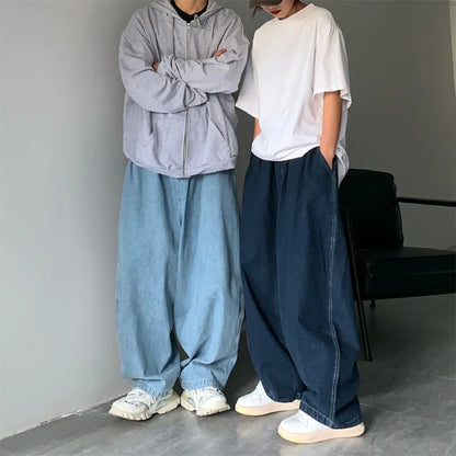 Straight Jeans Men Blue Loose Denim Trousers Neutral Y2K Jean Streetwear Casual Wide Jeans Mans Women Pants Men Baggy Men Jeans