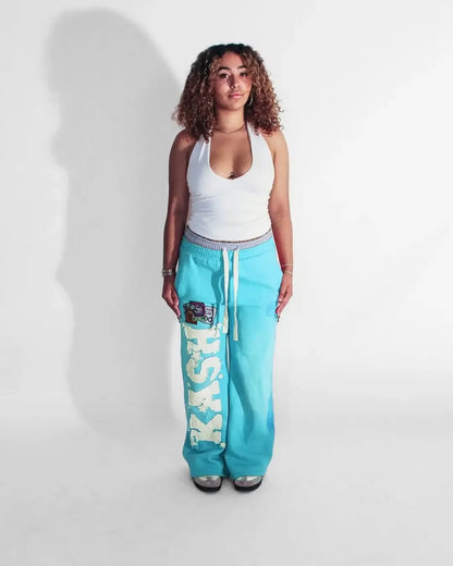 Y2K Pants Harajuku Double Waist Embroidered Patch Sweatpants Vintage Men Wome Streetwear New Hip Hop High Waisted Wide Leg Pants