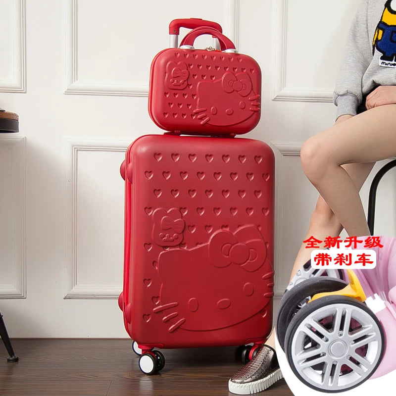 Sanrio Hello Kitty Luggage Kawaii Anime Trolley Case Universal Wheel Female Student Travel Suitcase Cute Gifts 20-Inch 24 Inch