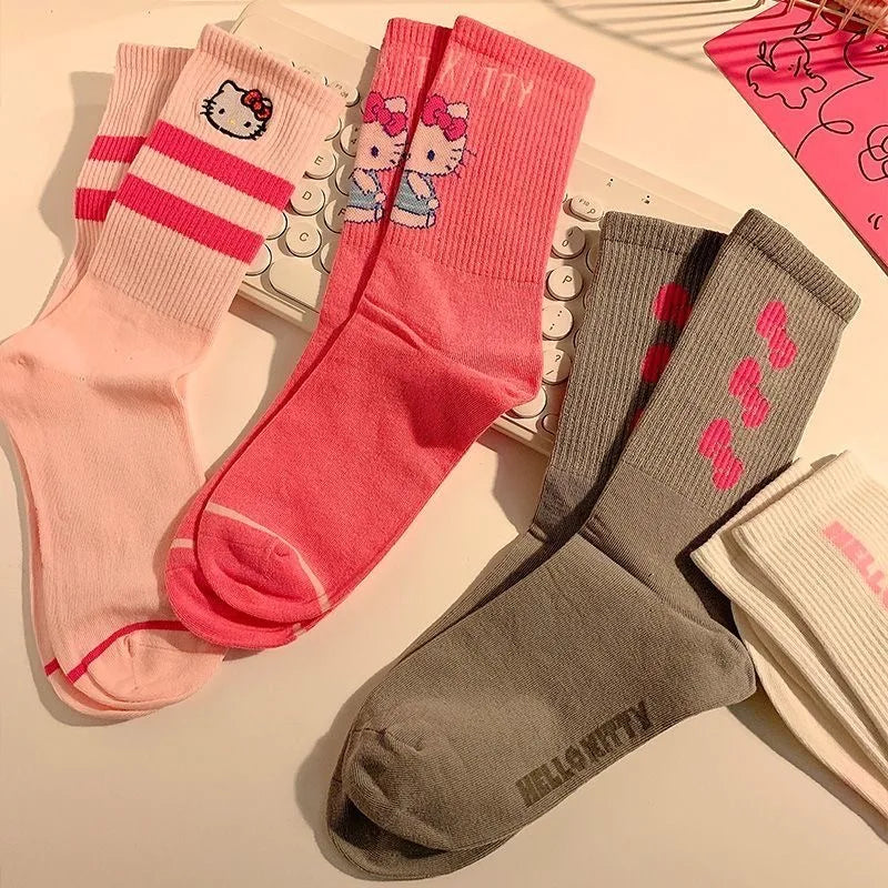 Hello Kitty Winter Autumn Warm Socks Children Long Socks Women Girls Costume Accessories Hello Kitty Things Y2K Sock 2024