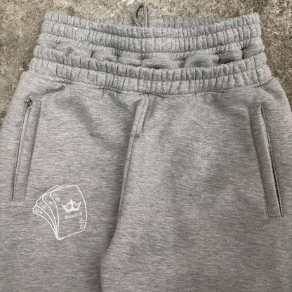 Y2K Double Waist Jogger Pants Men Poker Embroidery Pattern Sagging Pants Street Hip Hop Gym Sportwear Unisex Baggy Sweatpants