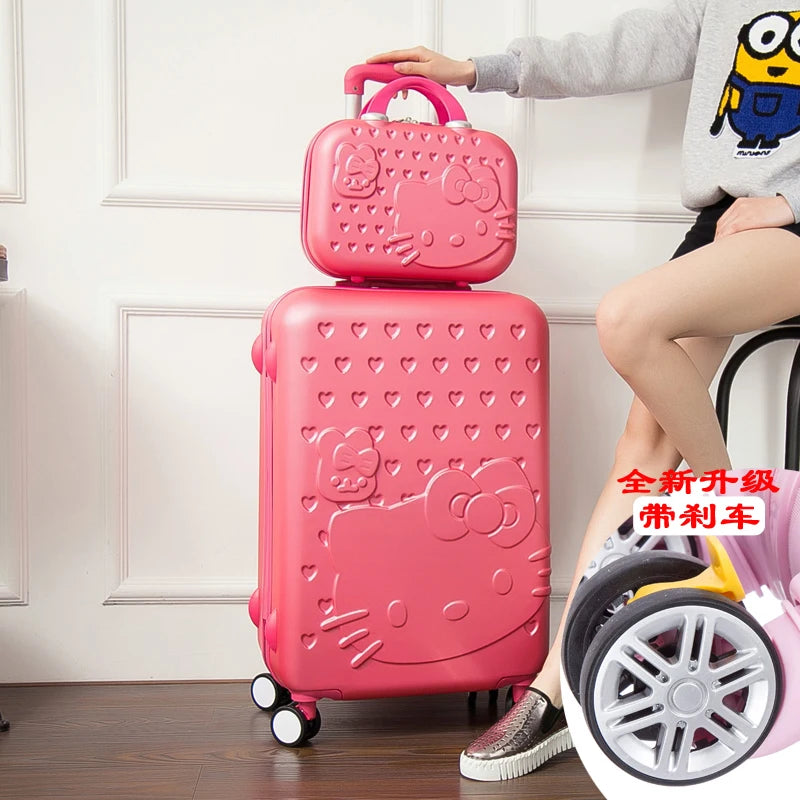 Sanrio Hello Kitty Luggage Kawaii Anime Trolley Case Universal Wheel Female Student Travel Suitcase Cute Gifts 20-Inch 24 Inch