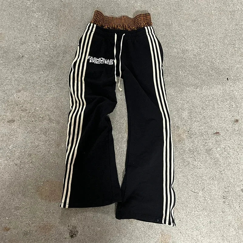 Y2K Pants Men Double Embroidered Waist Pantalones Sweatpants Pants Clothing Homme Baggy NEW Streetwear Aesthetic Wide Leg Pants
