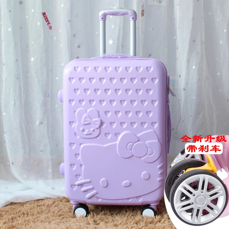 Sanrio Hello Kitty Luggage Kawaii Anime Trolley Case Universal Wheel Female Student Travel Suitcase Cute Gifts 20-Inch 24 Inch